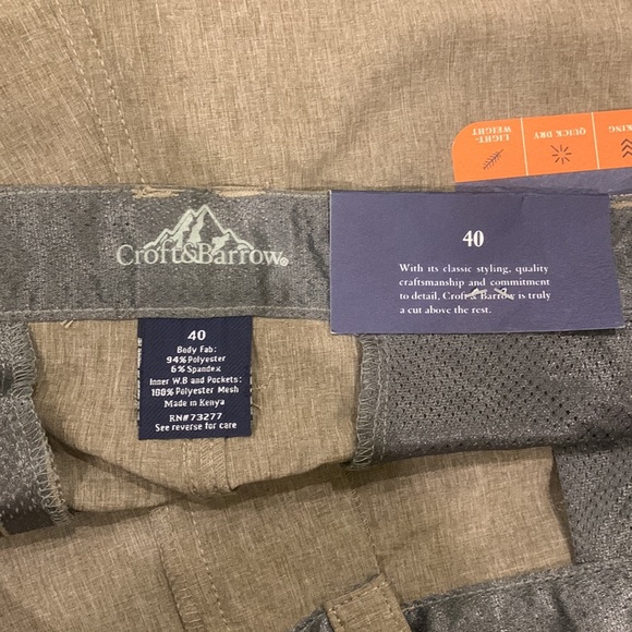 NWT Croft and Barrow Men's Stretch 210 Shadow BRN Brown, Size 40 - Picture 6 of 6